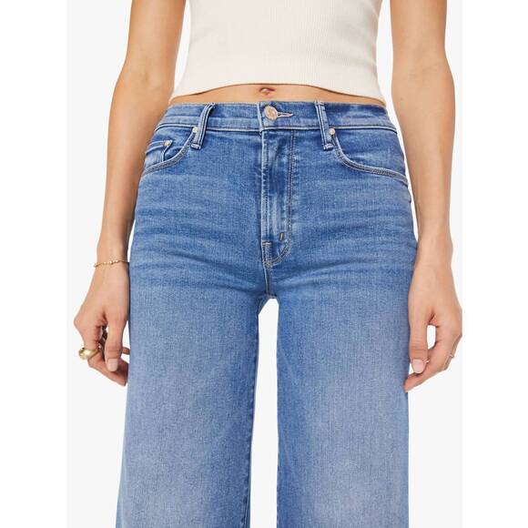 NEW MOTHER twister skimp swing wide leg jeans in blue